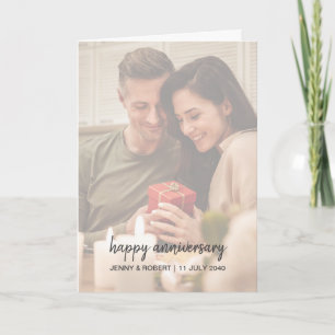 Modern Trendy Stylish Script Photo Anniversary Card