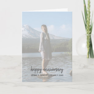 Modern Trendy Stylish Script Photo Anniversary Card