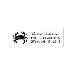 Modern Trendy Summer Crab Nautical Return Address Self-inking Stamp