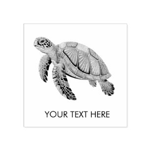 Modern Trendy Summer Sea Turtle Ocean Nautical Rubber Stamp