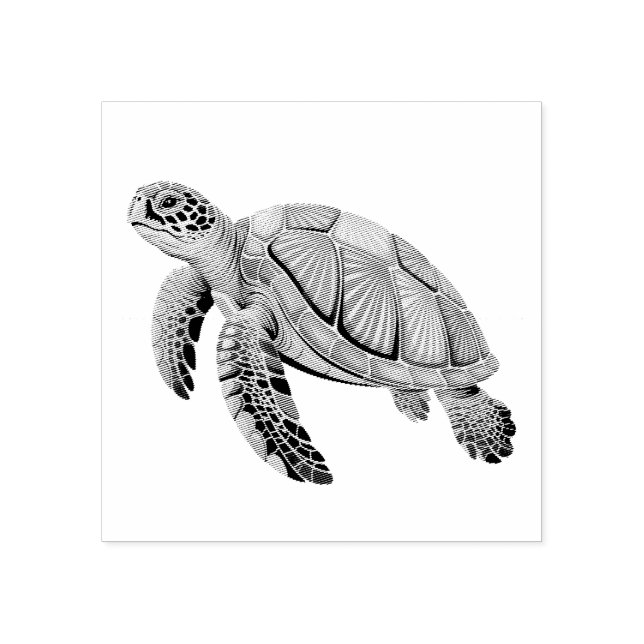 Modern Trendy Summer Sea Turtle Ocean Nautical     Rubber Stamp (Imprint)