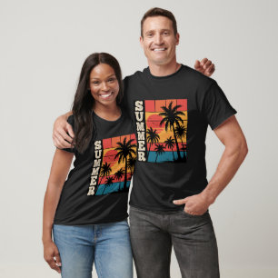 Modern Trendy Summer Sunset Beach Palm Tree        T-Shirt