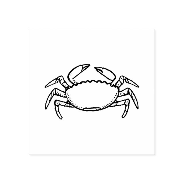 Modern Trendy Summer Trendy Seafood Crab Nautical Rubber Stamp (Imprint)