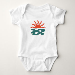 Modern Trendy Summer Tropical Beach Sunset Baby Bodysuit