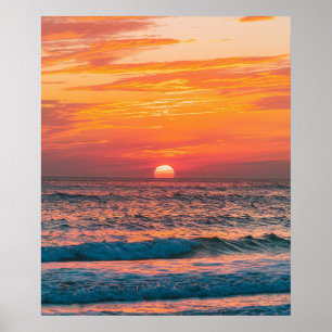 Modern Trendy Summer Tropical Beach Sunset Poster