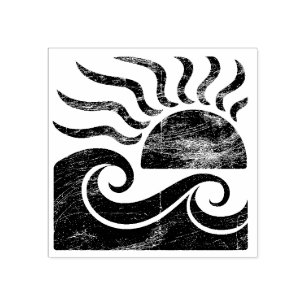 Modern Trendy Summer Tropical Beach Sunset Rubber Stamp
