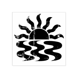 Modern Trendy Summer Tropical Beach Sunset Rubber Stamp
