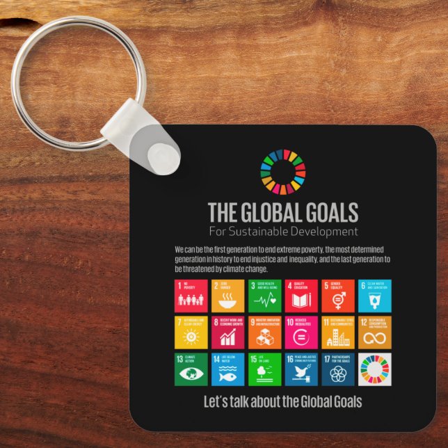 Modern Trendy Sustainability Goals Educational Key Ring (Front)
