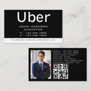 Modern & Trendy Taxi Cab Driver photo qr code Business Card