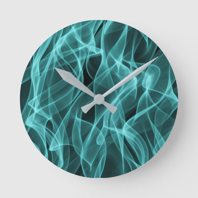 Modern Trendy Teal Abstract Pattern  Round Clock (Front)