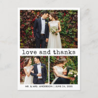 Modern Trendy Typewriter Text 3 Photo Thank You