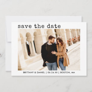 Modern Trendy Typewriter Text Photo Save The Date