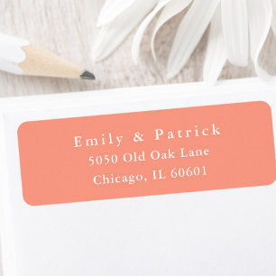 Modern Trendy Typography Coral Peach Address Return Address Label
