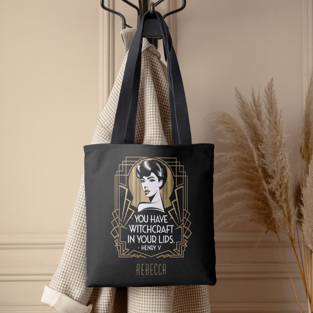 Modern Trendy Typography Quote Black Gold Tote Bag (Creator Uploaded)