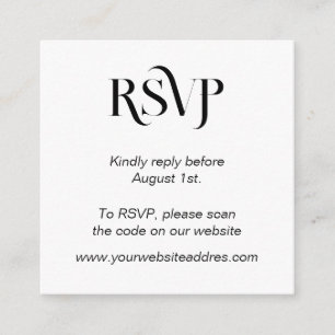 Modern trendy typography RSVP Enclosure Card
