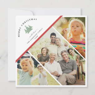 Modern Trendy Unique MERRY CHRISTMAS Photo Collage Holiday Card