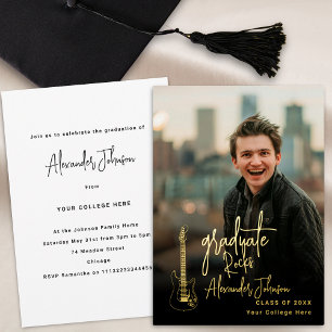 Modern Trendy Vertical Photo Graduation Party Gold