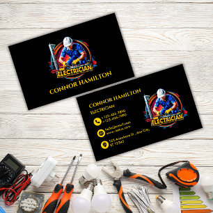 Modern Trendy Vibrant Electrician Business Card