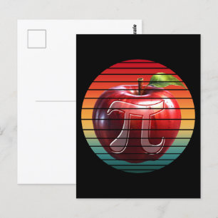 Modern Trendy Vintage Pi Day Apple Fruit Postcard