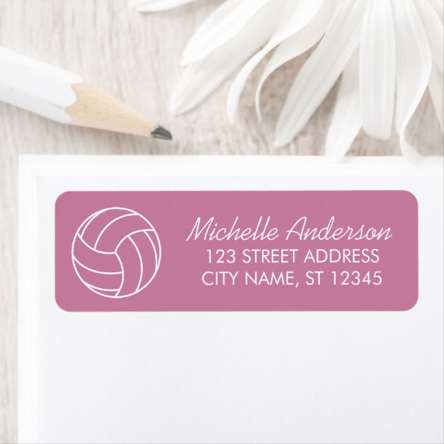 Modern Trendy Volleyball Return Address Return Address Label (Insitu)