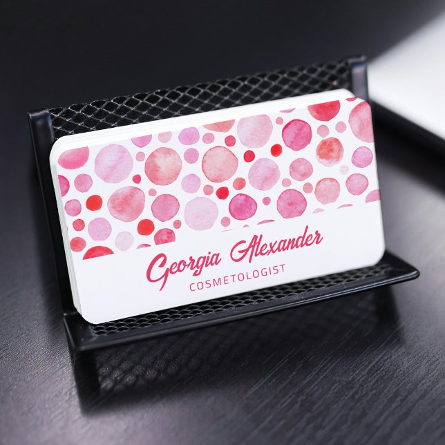 Modern Trendy Watercolor Abstract Cosmetologist Business Card (Creator Uploaded)