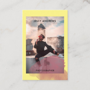 Modern Trendy Watercolor Foto Visitenkarte Business Card