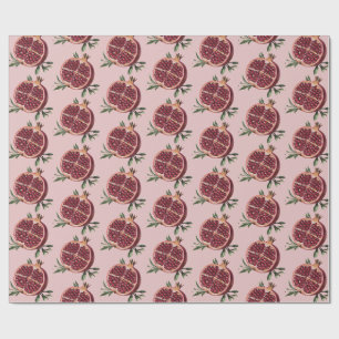 Modern Trendy Watercolor Fruit Pomegranate Wrapping Paper