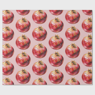 Modern Trendy Watercolor Fruit  Pomegranate Wrapping Paper