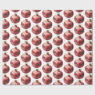 Modern Trendy Watercolor Fruit Pomegranate Wrapping Paper