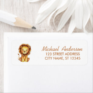 Modern Trendy Watercolor King Lion Return Address  Label