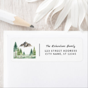Modern Trendy Watercolor Mountains Address Label Return Address Label