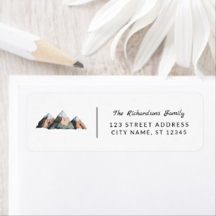 Modern Trendy Watercolor Mountains Address Label Return Address Label