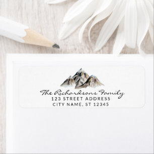 Modern Trendy Watercolor Mountains Address Label Return Address Label