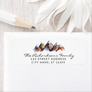 Modern Trendy Watercolor Mountains Address Label Return Address Label