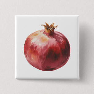Modern Trendy Watercolor Pomegranate 15 Cm Square Badge