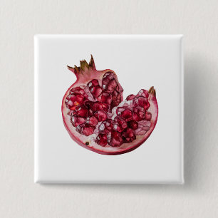 Modern Trendy Watercolor Pomegranate 15 Cm Square Badge