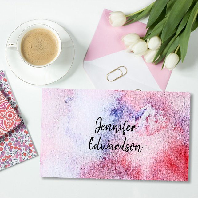 Modern trendy watercolor professional business card (Modern elegant watercolor splatter professional business card.)