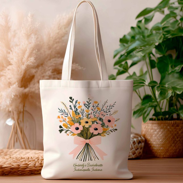 Modern Trendy Wedding Bouquet Tote Bag (Creator Uploaded)