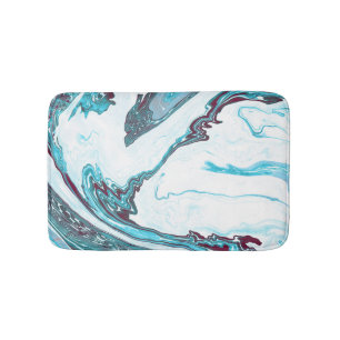 Modern trendy white and blue marble bath mat