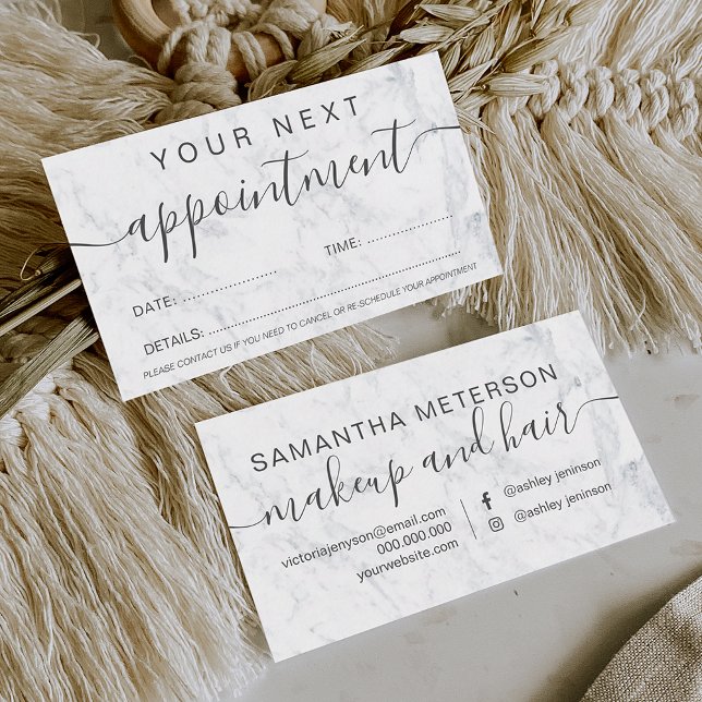 Modern trendy white marble ombre professional appointment card (Creator Uploaded)