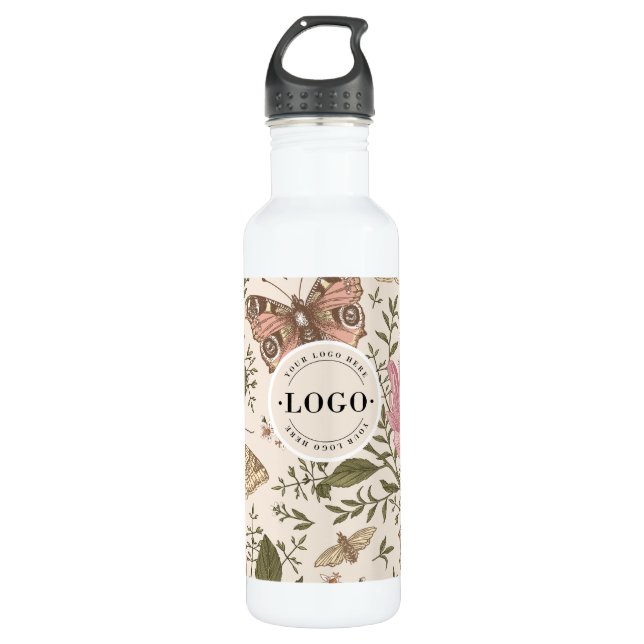 Modern Trendy Wildflower Botanical Floral Monogram 710 Ml Water Bottle (Front)