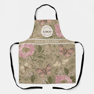 Modern Trendy Wildflower Botanical Floral Monogram Apron