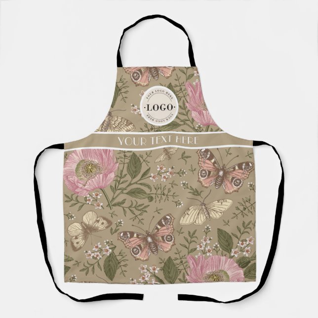 Modern Trendy Wildflower Botanical Floral Monogram Apron (Front)