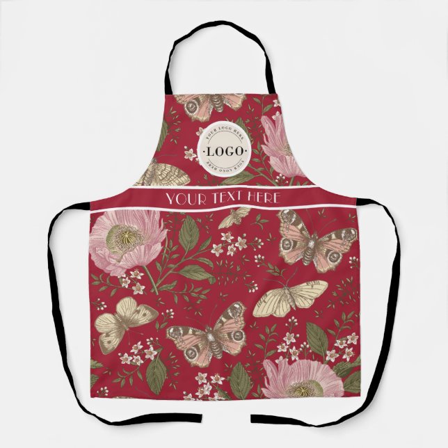 Modern Trendy Wildflower Botanical Floral Monogram Apron (Front)