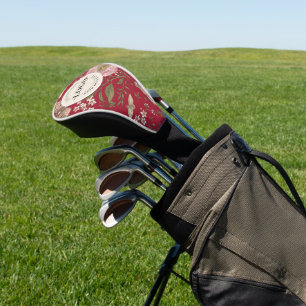 Modern Trendy Wildflower Botanical Floral Monogram Golf Head Cover