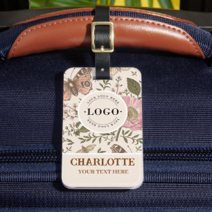 Modern Trendy Wildflower Botanical Floral Monogram Luggage Tag