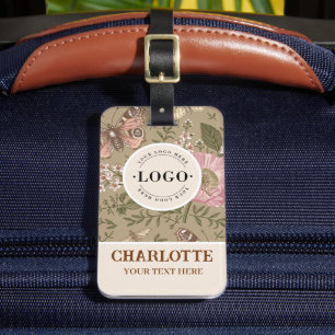 Modern Trendy Wildflower Botanical Floral Monogram Luggage Tag