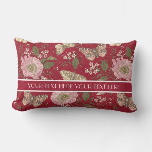 Modern Trendy Wildflower Botanical Floral Monogram Lumbar Cushion