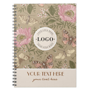 Modern Trendy Wildflower Botanical Floral Monogram Notebook