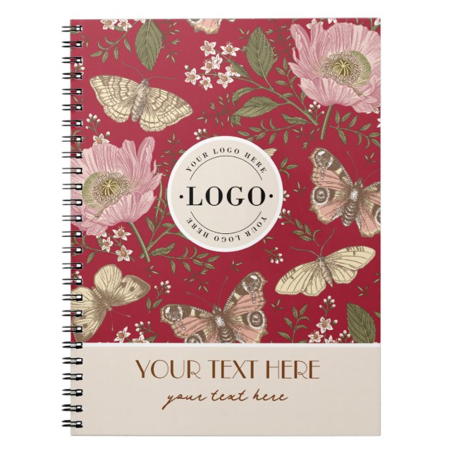 Modern Trendy Wildflower Botanical Floral Monogram Notebook (Front)
